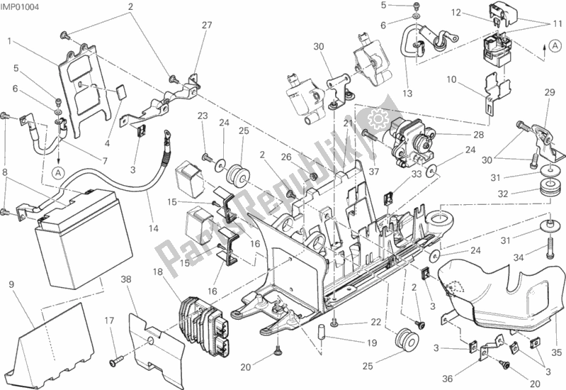 All parts for the Battery Holder of the Ducati Diavel Xdiavel S 1260 2017